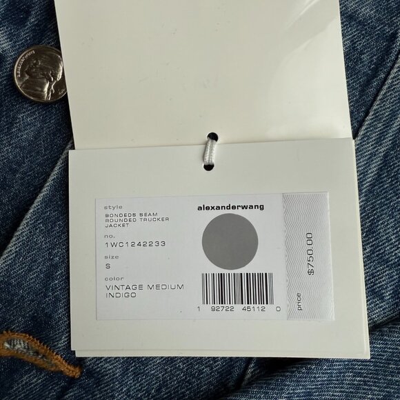 NWT Alexander Wang Denim Jacket With Silver Nickel Coin Buttons - Picture 13 of 14